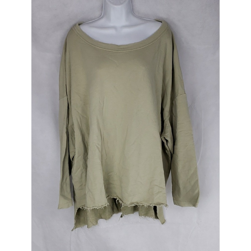 Estudio Viva Lagenlook Organic Cotton Hi Low Sweatshirt OS Distressed Tattered